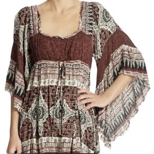 Boho Free People Heart of Gold 70’s Dolman Bell Sleeves Dress